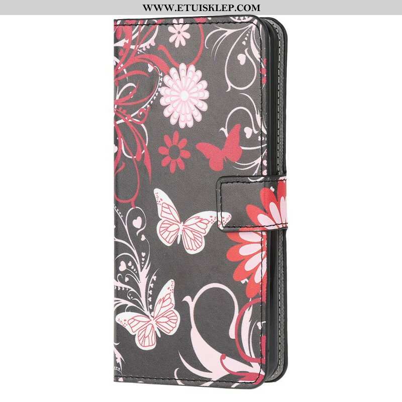 Etui Folio do Samsung Galaxy A42 5G Motyle I Kwiaty
